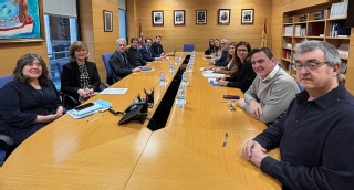 El presidente del TSJPV, Iñaki Subijana, y la consejera de Justicia y Derechos Humanos del Gobierno Vasco, María Jesús San José, presiden la reunión de la Comisión Interinstitucional entre ambas instituciones celebrada hoy en el Palacio de Justicia de Bilbao
